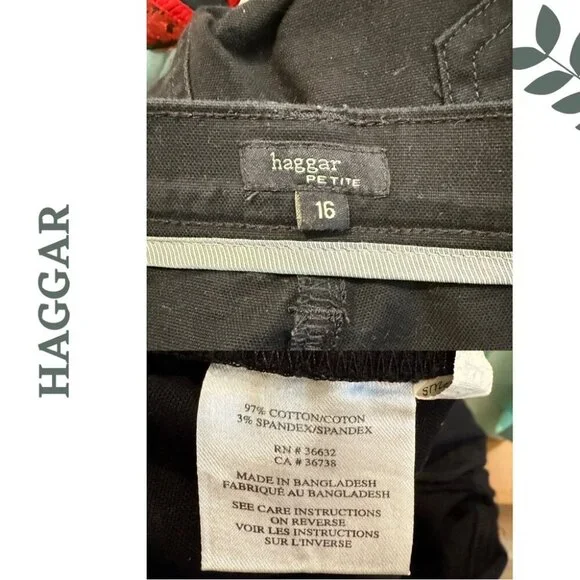 Classic Black Stretch Capris by Haggar | Mid Rise Cropped Pant Size 16P - Picture 6 of 6